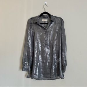 Michael Kors Shimmer Metallic Wet Look Top